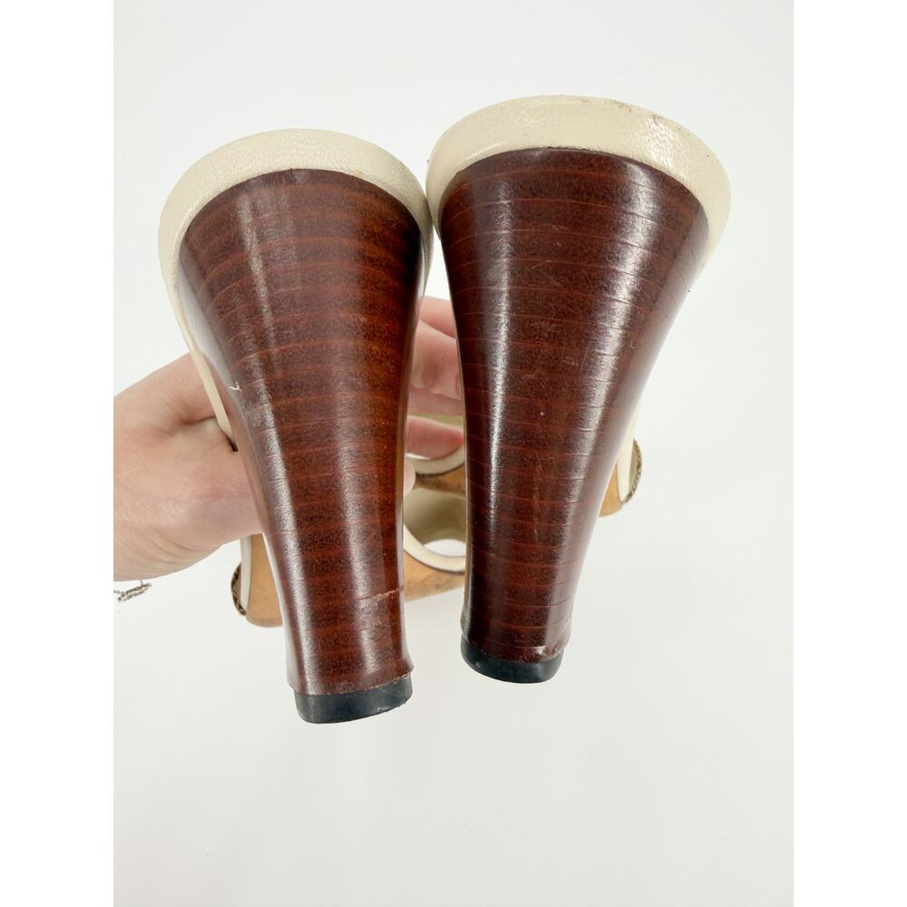Gucci Tom Ford Monogram Horsebit Bamboo Heel Sandals Mule Slides White 39.5 9.5 - Picture 7 of 14